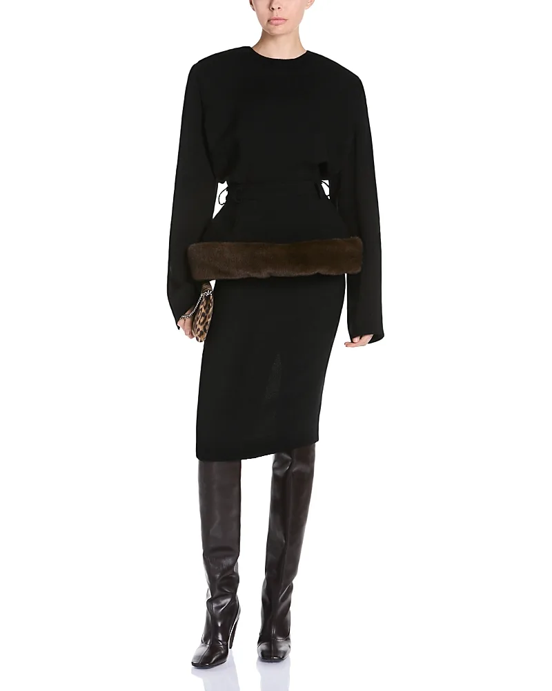 Sable Faux Fur Belt Midi Dress by Stella McCartney