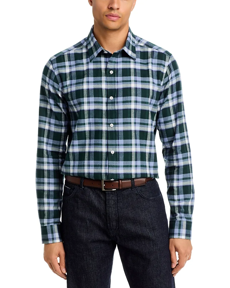 Elegant Cotton Point Collar Tartan Shirt by The Mens Store At Bloomingdales