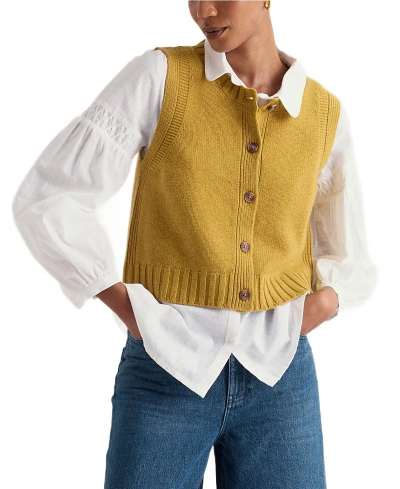 Derwenn Button Down Merino Knit Vest by Seasalt Cornwall