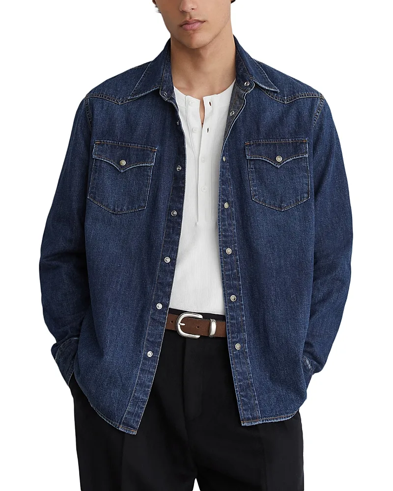 Mountain Cotton & Linen Indigo Pocket Shirt by Reiss