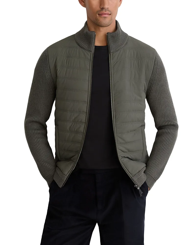 Townsend Long Sleeved Zip Through Funnel Quilted Jacket by Reiss