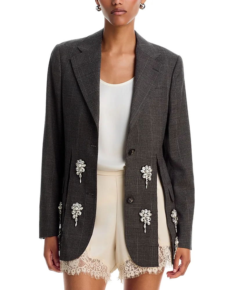 Hem Slice Embellished Blazer by Simone Rocha