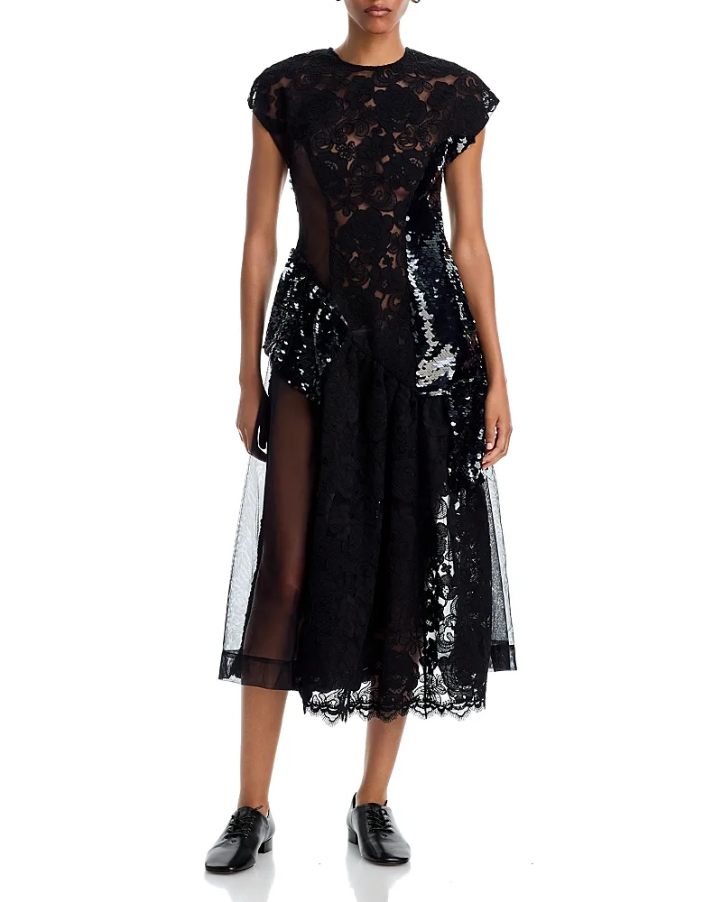 Patchwork Ruffle Midi Dress by Simone Rocha