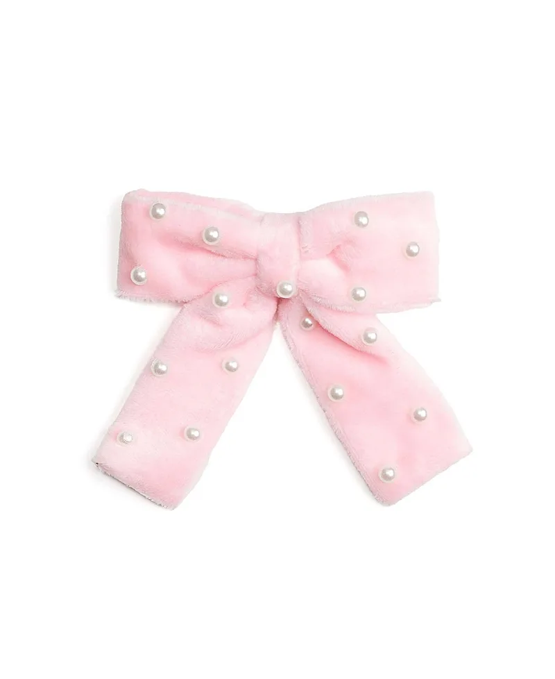 Velvet Pearl Bow Clip by Sweet Wink
