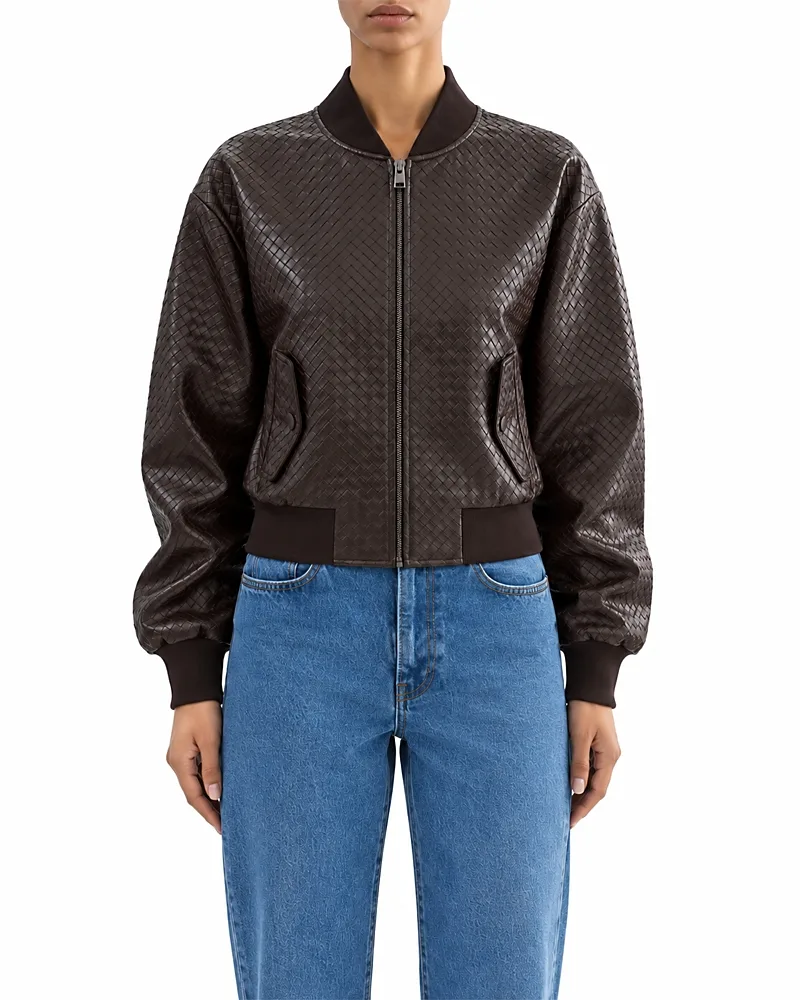 Yulia Faux Leather Bomber Jacket by Lamarque