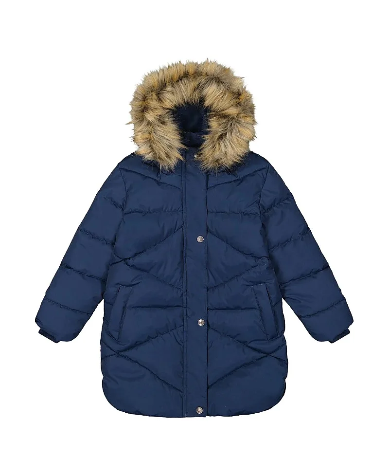 Long Fleece Lined Diamond Quilted Winter Puffer Coat by Deux Par Deux