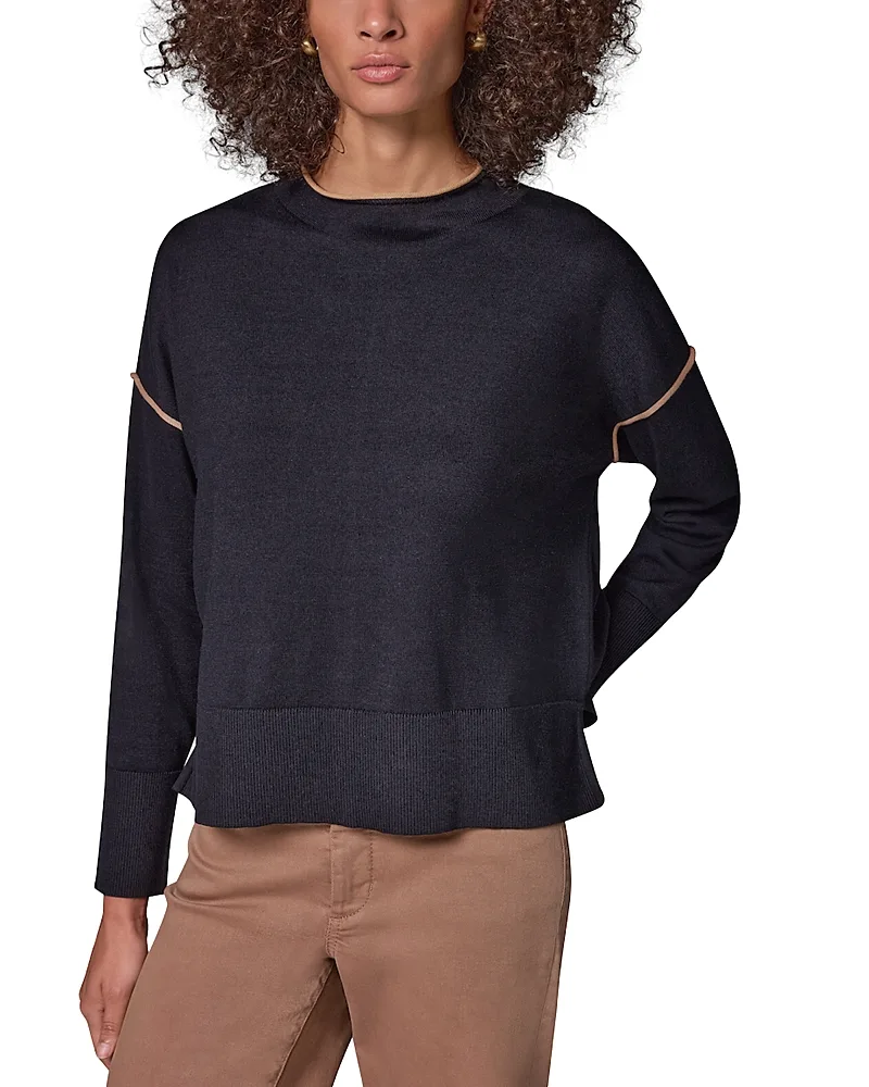Donna Karan Weekend Cotton Contrast Trim Sweater by Donna Karan Weekend