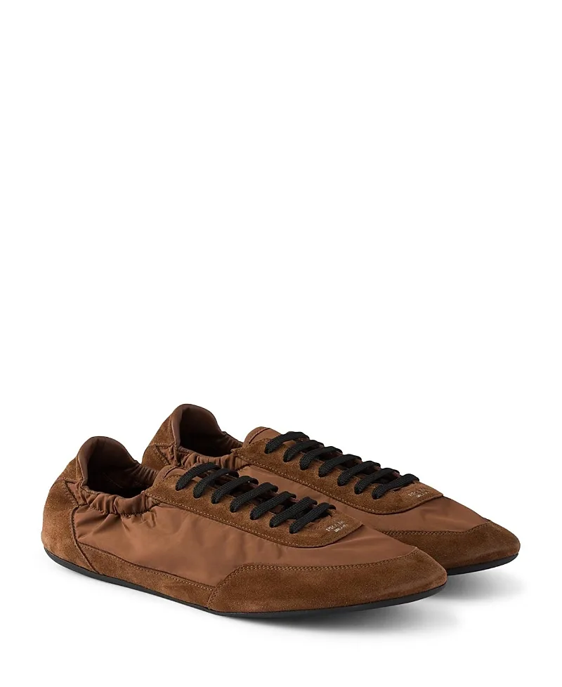 Collapse Re-Nylon and Suede Elasticized Sneakers by Prada