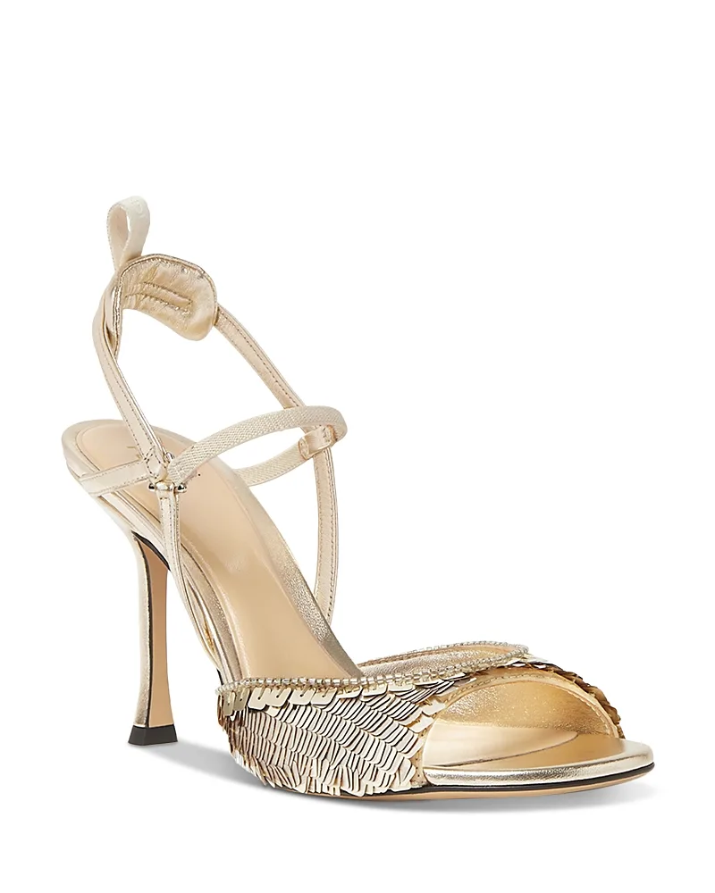 Colibri High Heel Paillettes Silk & Leather Sandals by FENDI