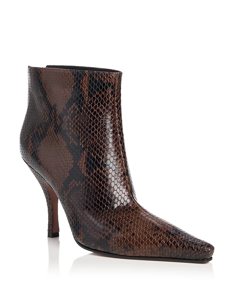 Rose Snake Embossed Ankle Booties by Paris Texas