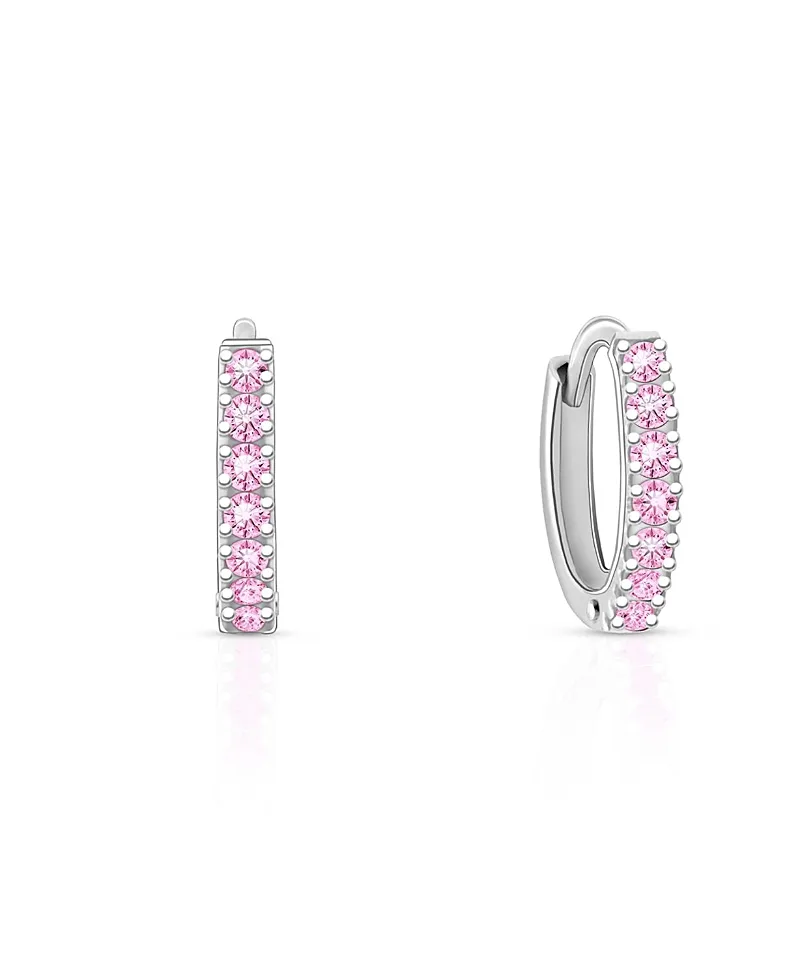 Timeless Pave Pink Huggie Hoop Earrings by Tiny Blessings