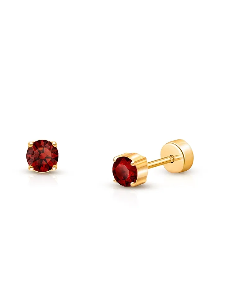 14K Gold on Titanium Crystal Birthstone Stud Earrings by Tiny Blessings