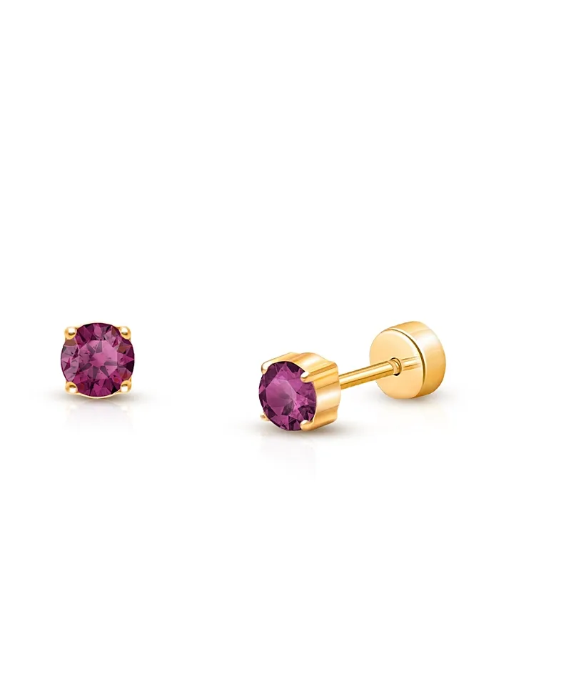 14K Gold on Titanium Crystal Birthstone Stud Earrings by Tiny Blessings