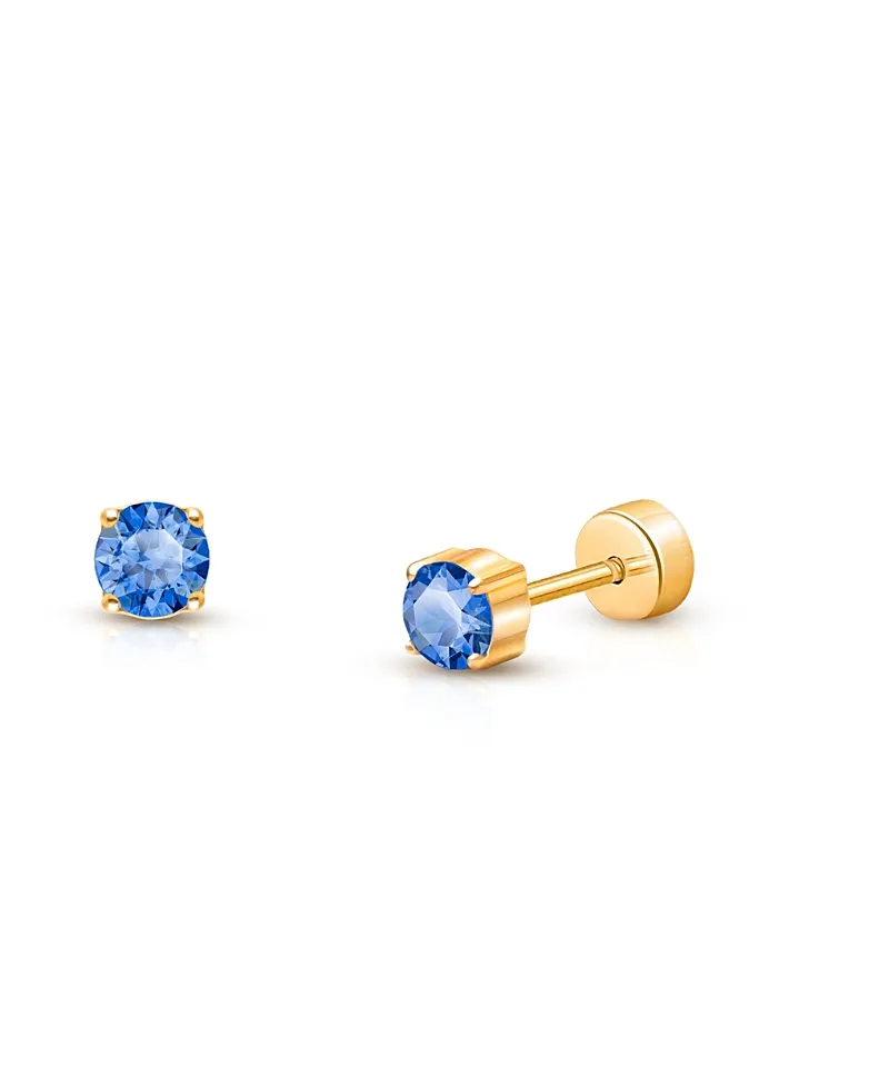 14K Gold on Titanium Crystal Birthstone Stud Earrings by Tiny Blessings