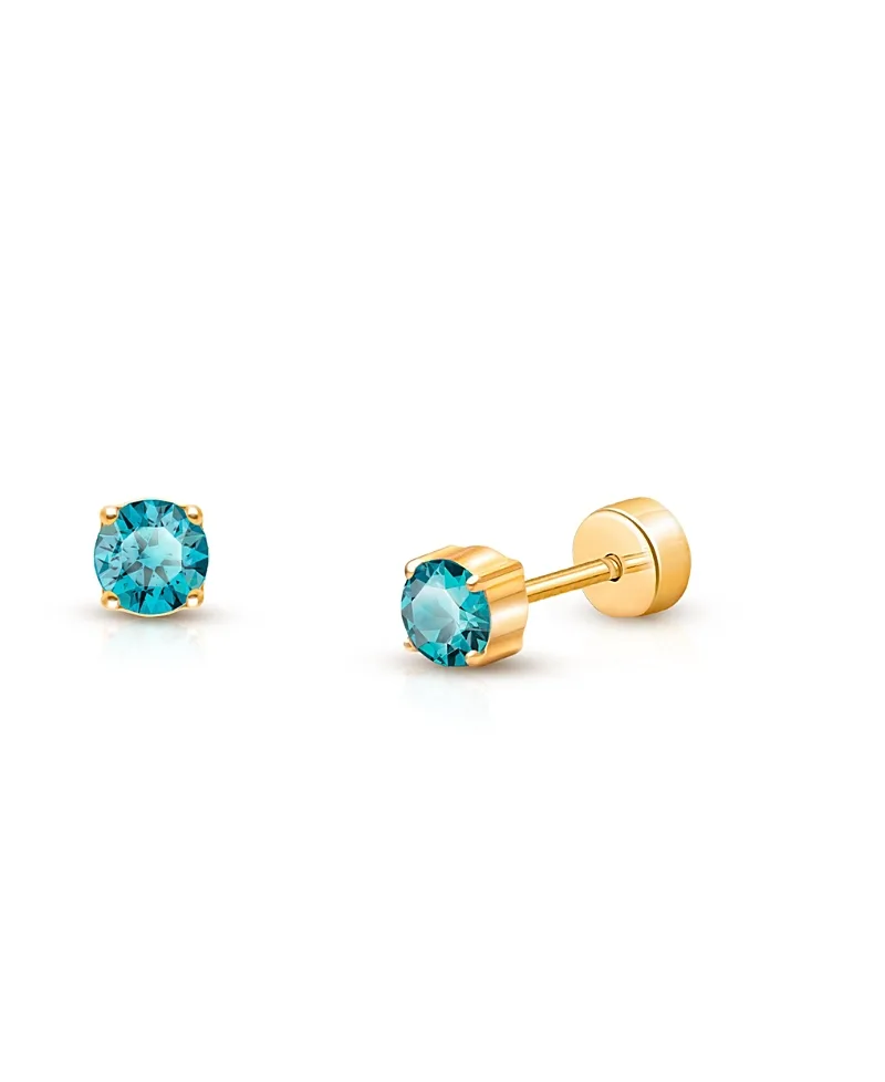 14K Gold on Titanium Crystal Birthstone Stud Earrings by Tiny Blessings