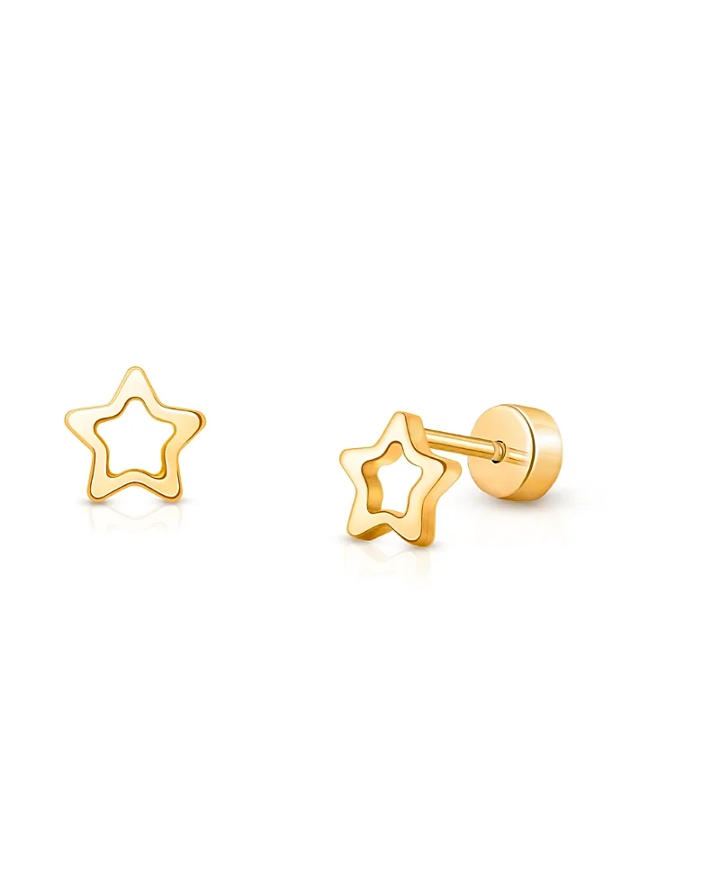 14K on Titanium Dreaming Stars Stud Earrings by Tiny Blessings