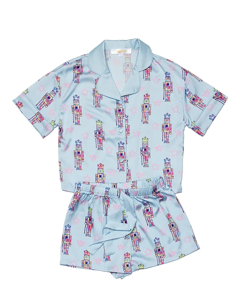 Silky Graffiti Nutcracker Short Sleeve Shorts Set by Sunshine Society