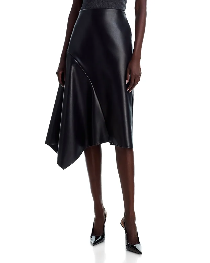 Aria Faux Leather Asymmetric Skirt by Area