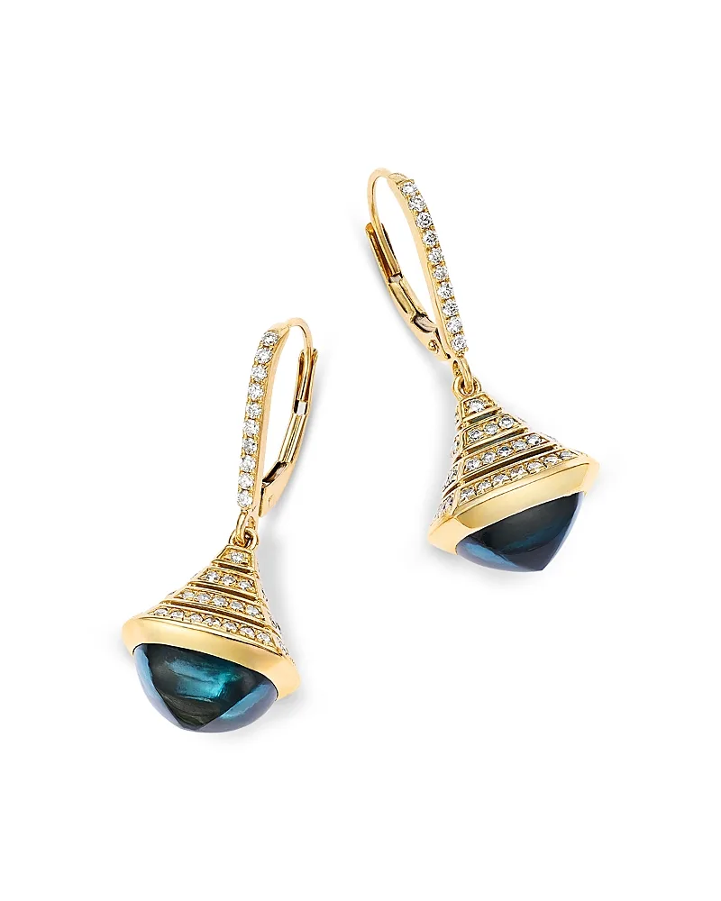 Diamond & Blue Topaz Drop Earrings in 14K Yellow Gold, 0.75 Tcw by Bloomingdales Fine Collection