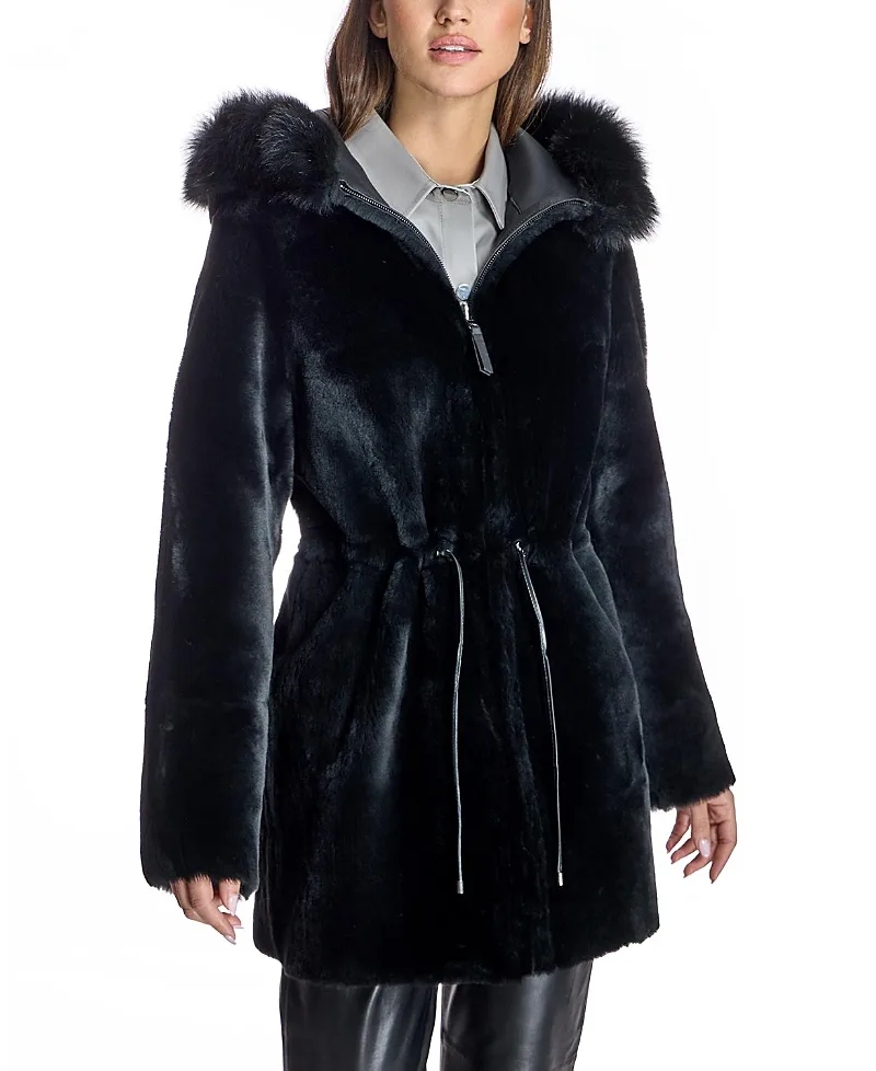 Shearling Lamb Hooded Jacket by Maximilian