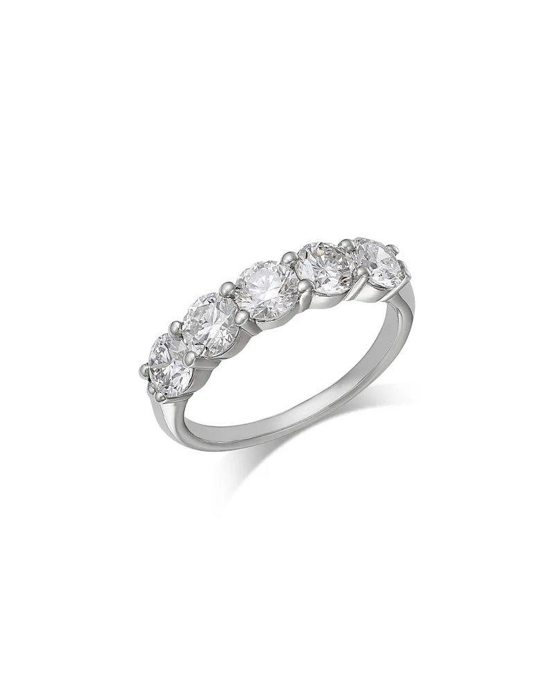 Luxe Collection Certified Lab Grown Diamond Five Stone Band in 14K White Gold, 2.0 Tcw