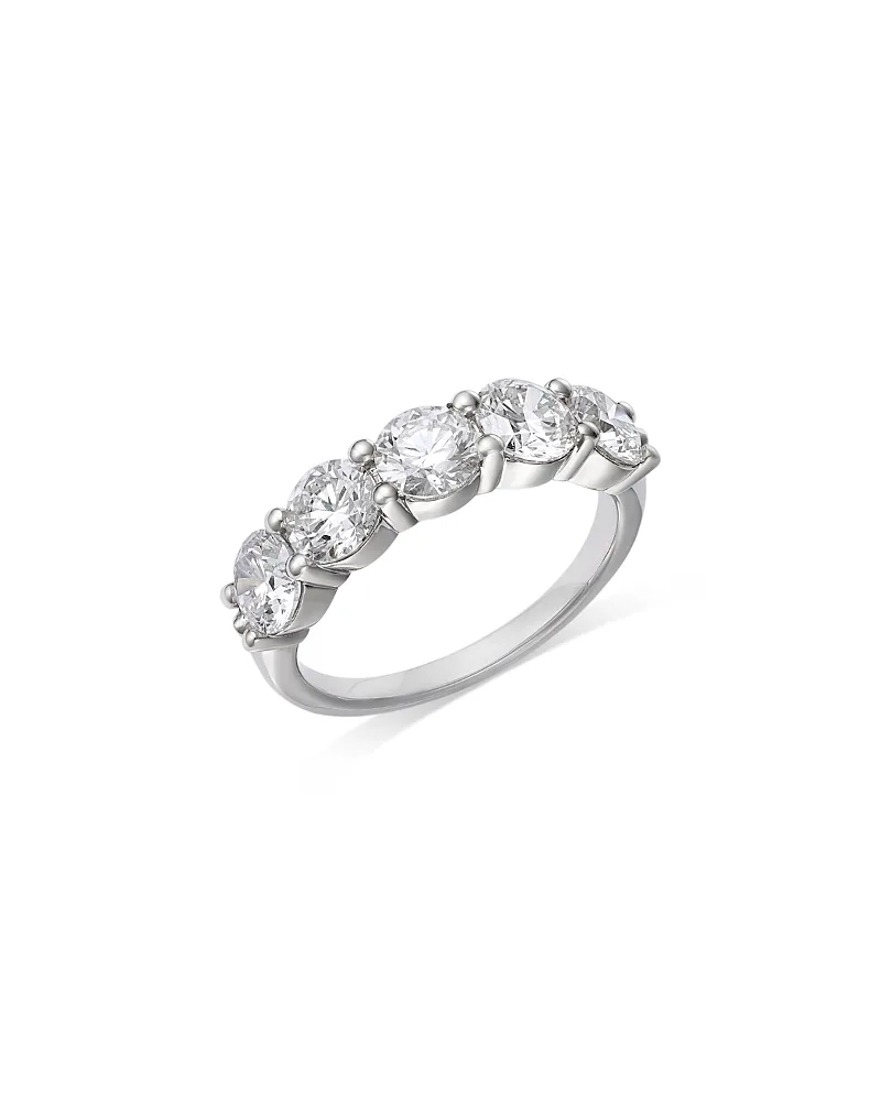 Luxe Collection Certified Lab Grown Diamond Five Stone Band in 14K White Gold, 2.5 Tcw