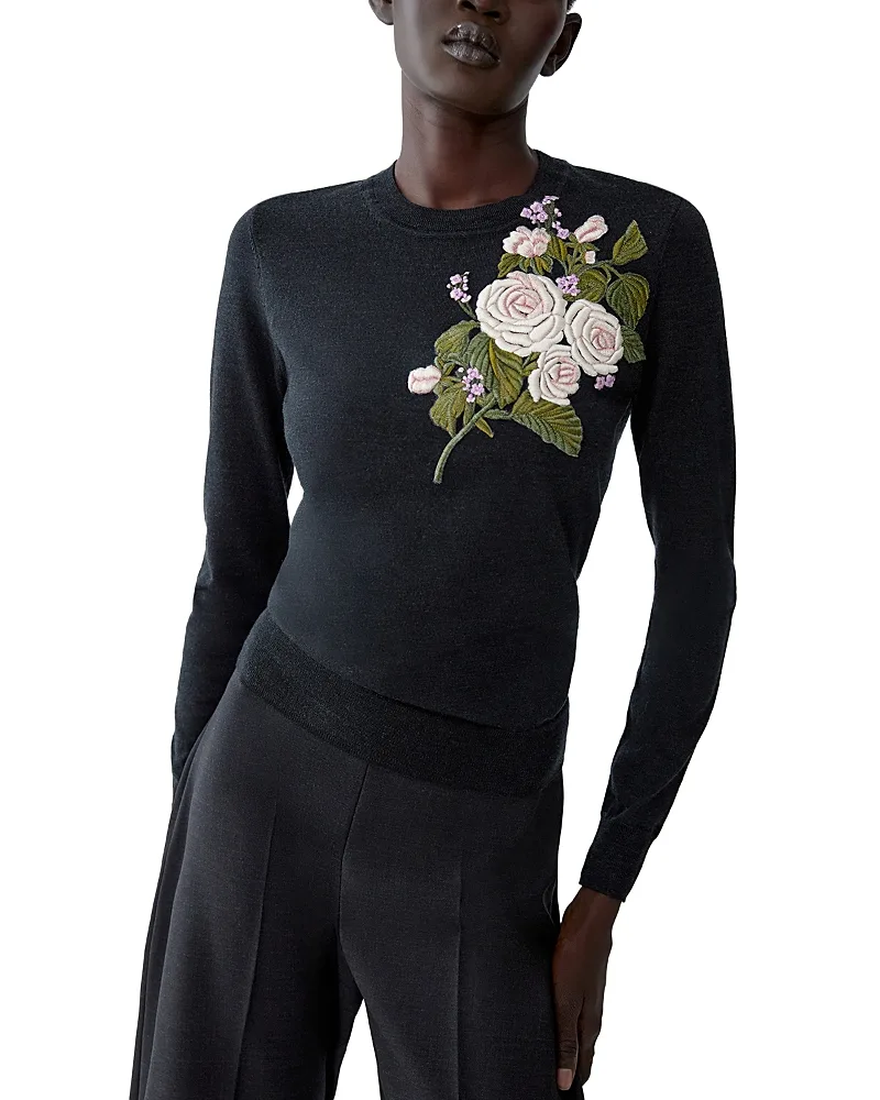 Wool Embroidered Sweater by Carolina Herrera