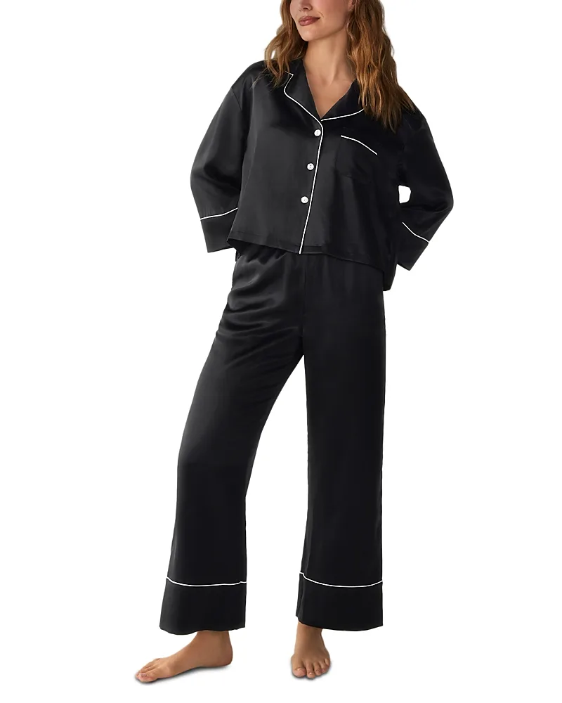 Celine Silk Shirt & Wide Leg Pants Pajama Set