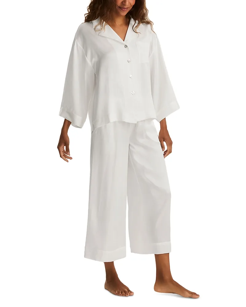 Olivia Silk Shirt & Wide Leg Pants Pajama Set