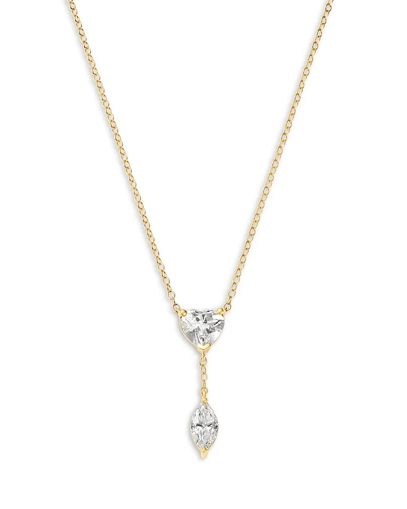 Luxe Collection Certified Lab Grown Diamond Heart & Marquis Drop Necklace in 14K Yellow Gold, 1.5 Tcw