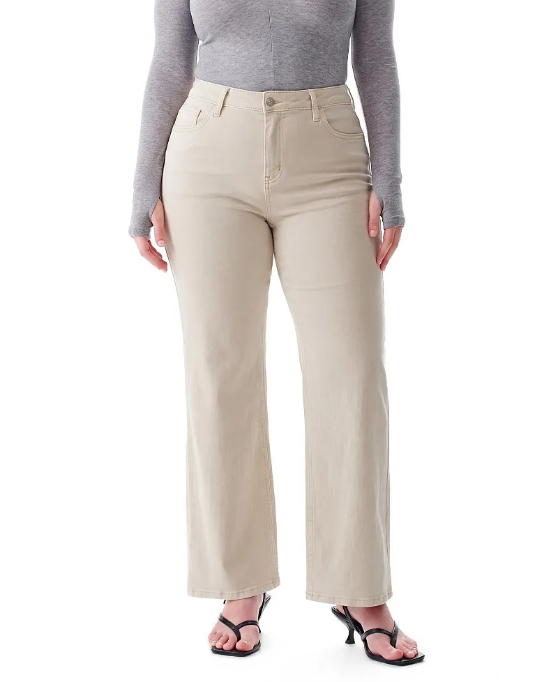 Mid Rise Wide Leg Denim Jeans Stretch Comfortable by Bayeas