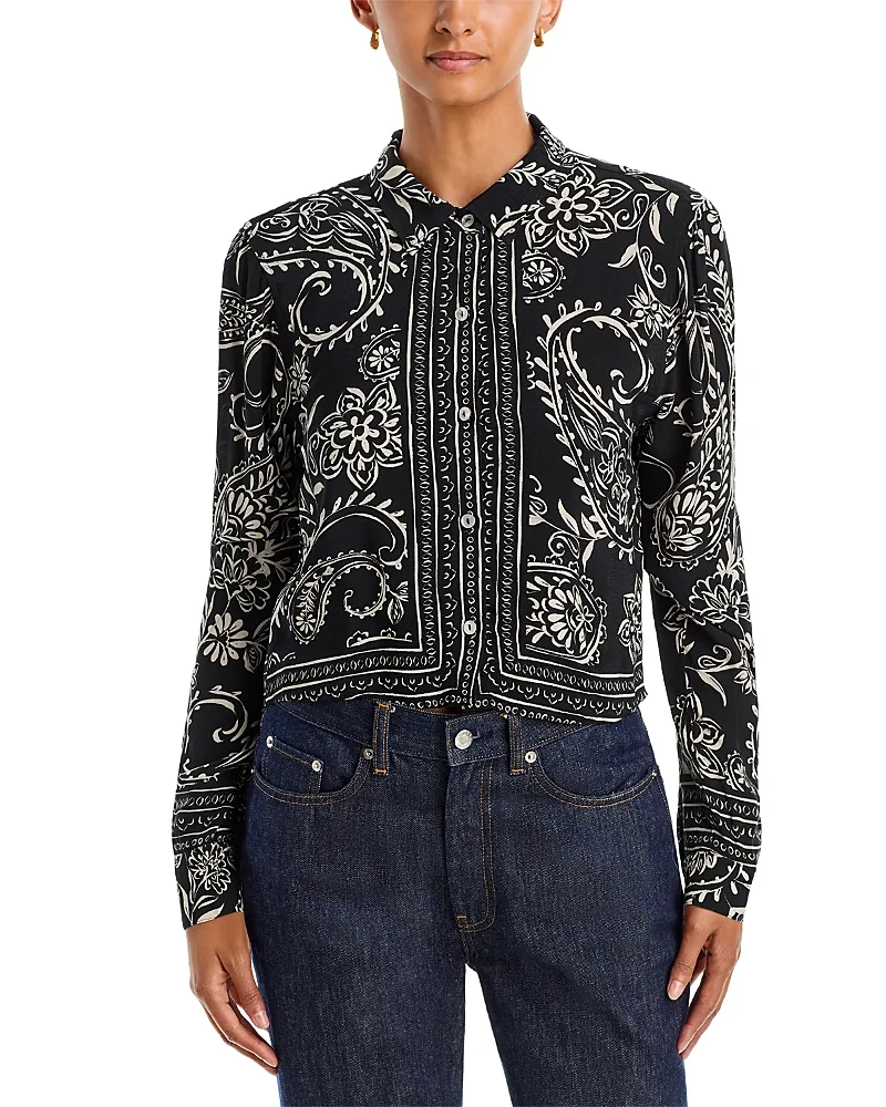 Printed Long Sleeve Crop Shirt by Bella Dahl