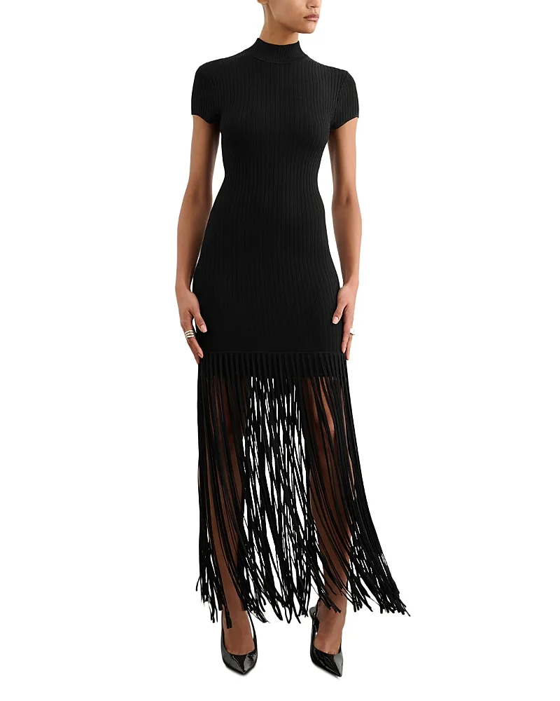 Jada Fringe Trim Knit Dress