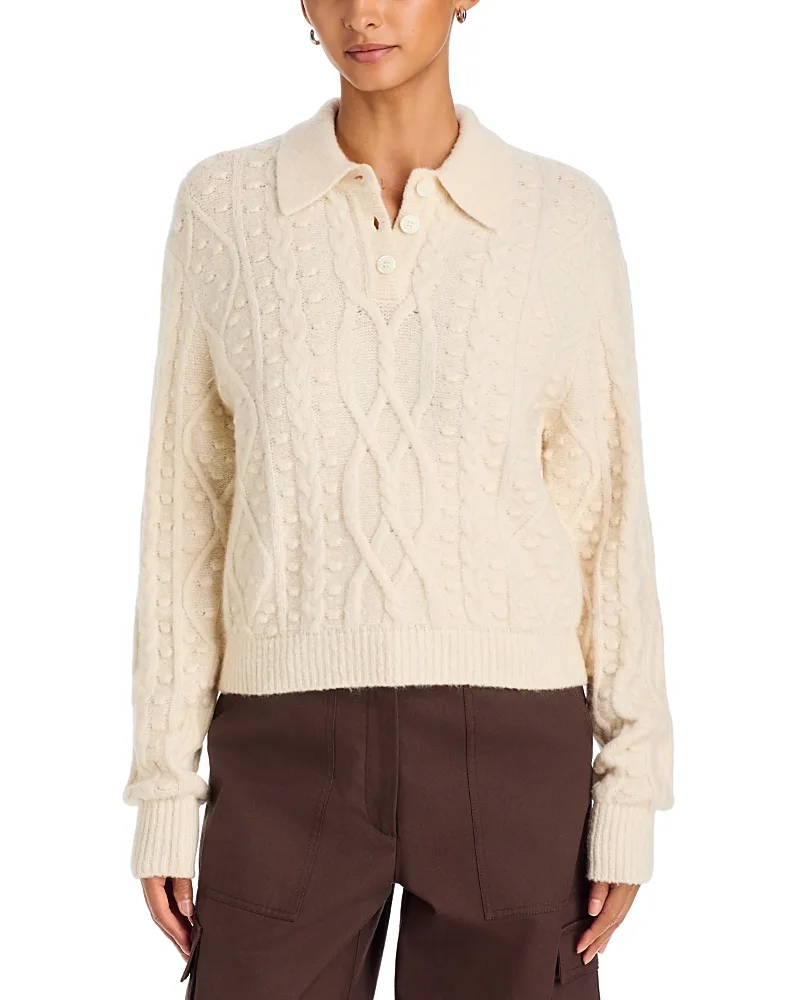 Lisa Cable Knit Polo Sweater by Toccin