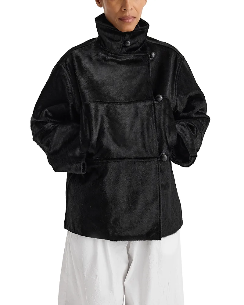 Pony Hair Leather Stand Collar Jacket by Rohe