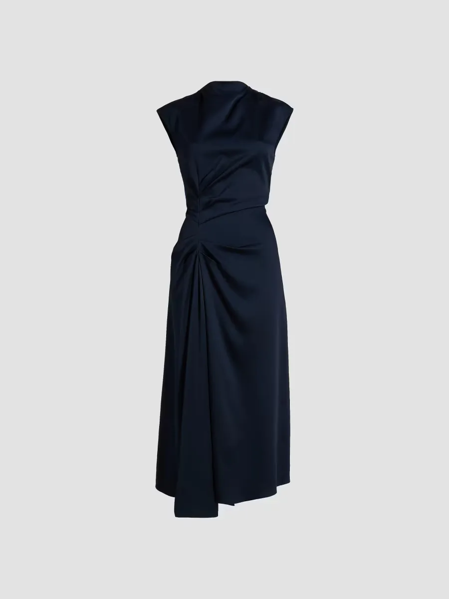 Michael Kors Collection Cowl Neck Cinch Midi-Dress