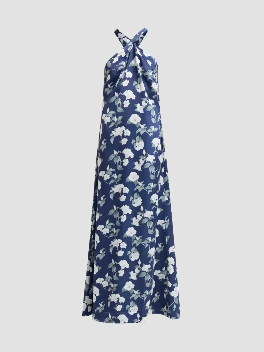 Laurant Floral Print Halterneck Gown