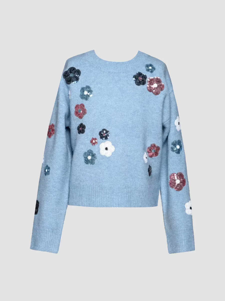 Floral Sequin-Embellished Sweater by Hannah Banana