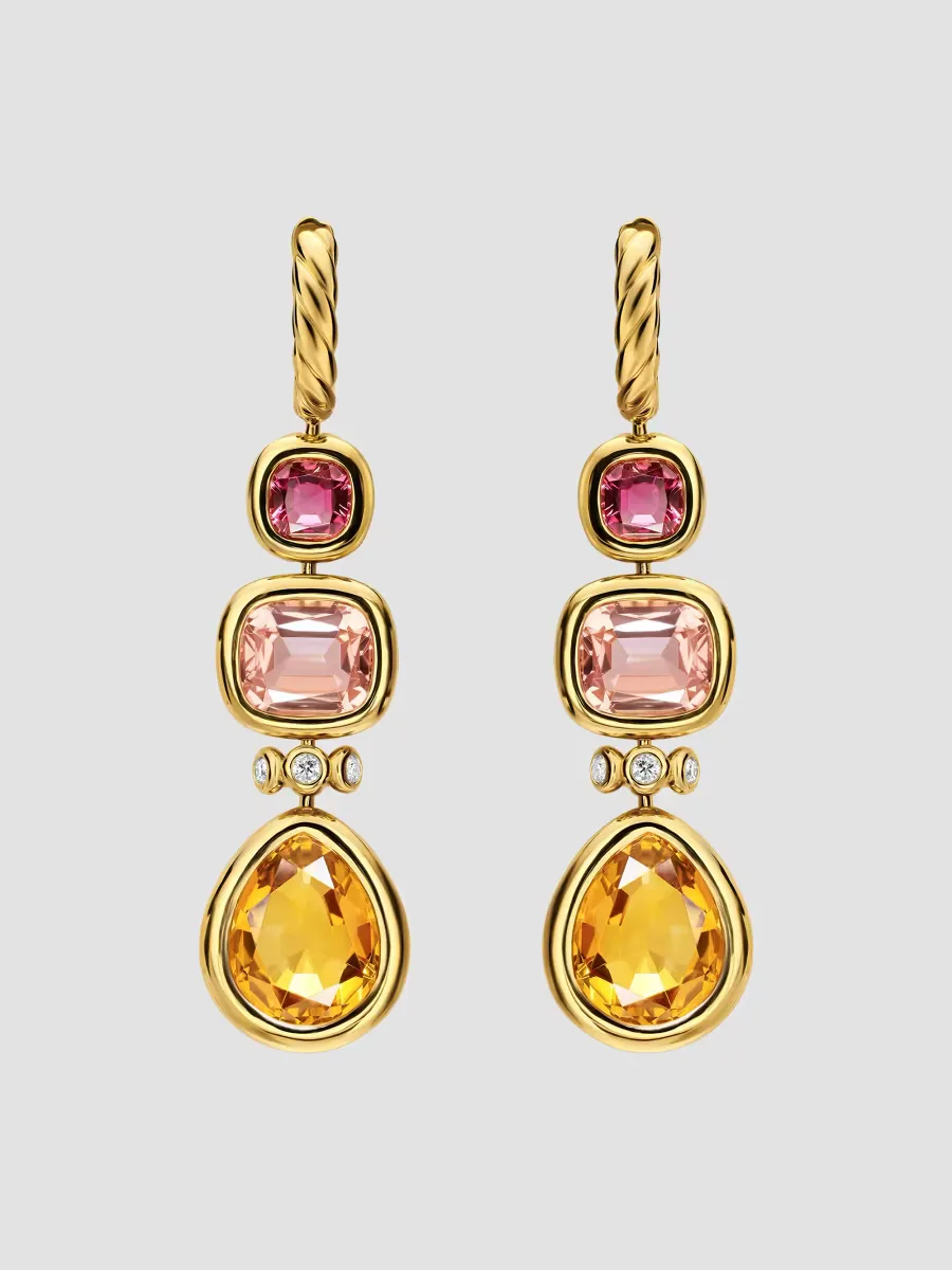 DY Mercer Statement Stone Drop Earrings in 18K Yellow Gold by David Yurman