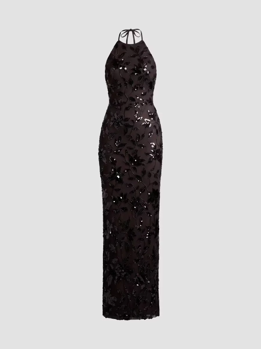 Raven Halterneck Column Gown by Dress the Population