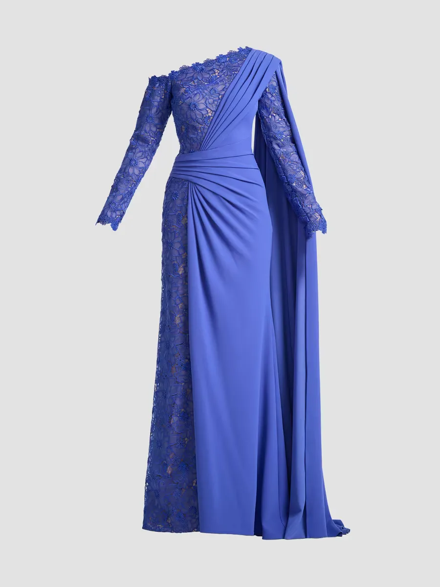 Ravelle Lace-Panelled Column Gown by Tadashi
