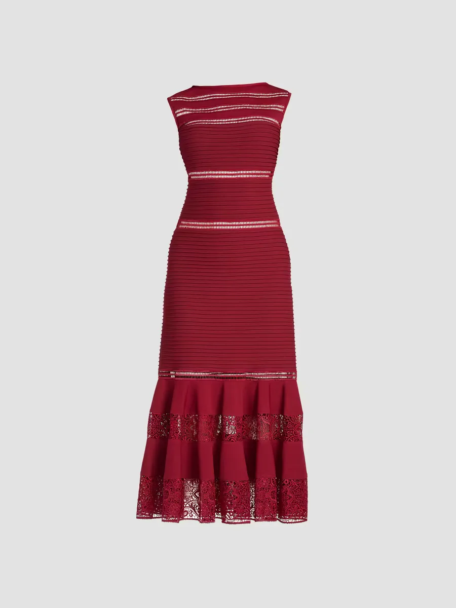 Fiora Lace-Trim A-Line Midi Dress by Tadashi