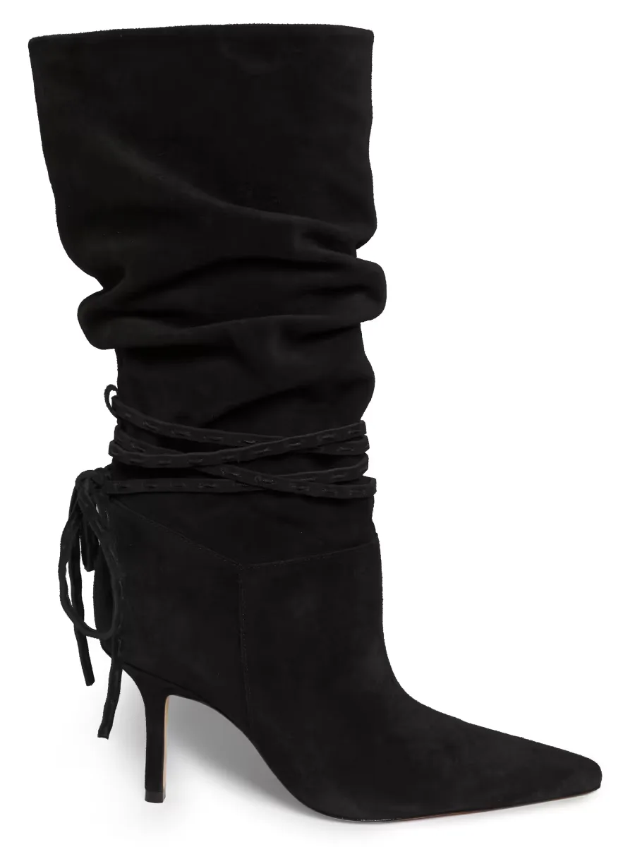 Samina Wrap Around Heel 85mm Suede Boots by Cinq  Sept