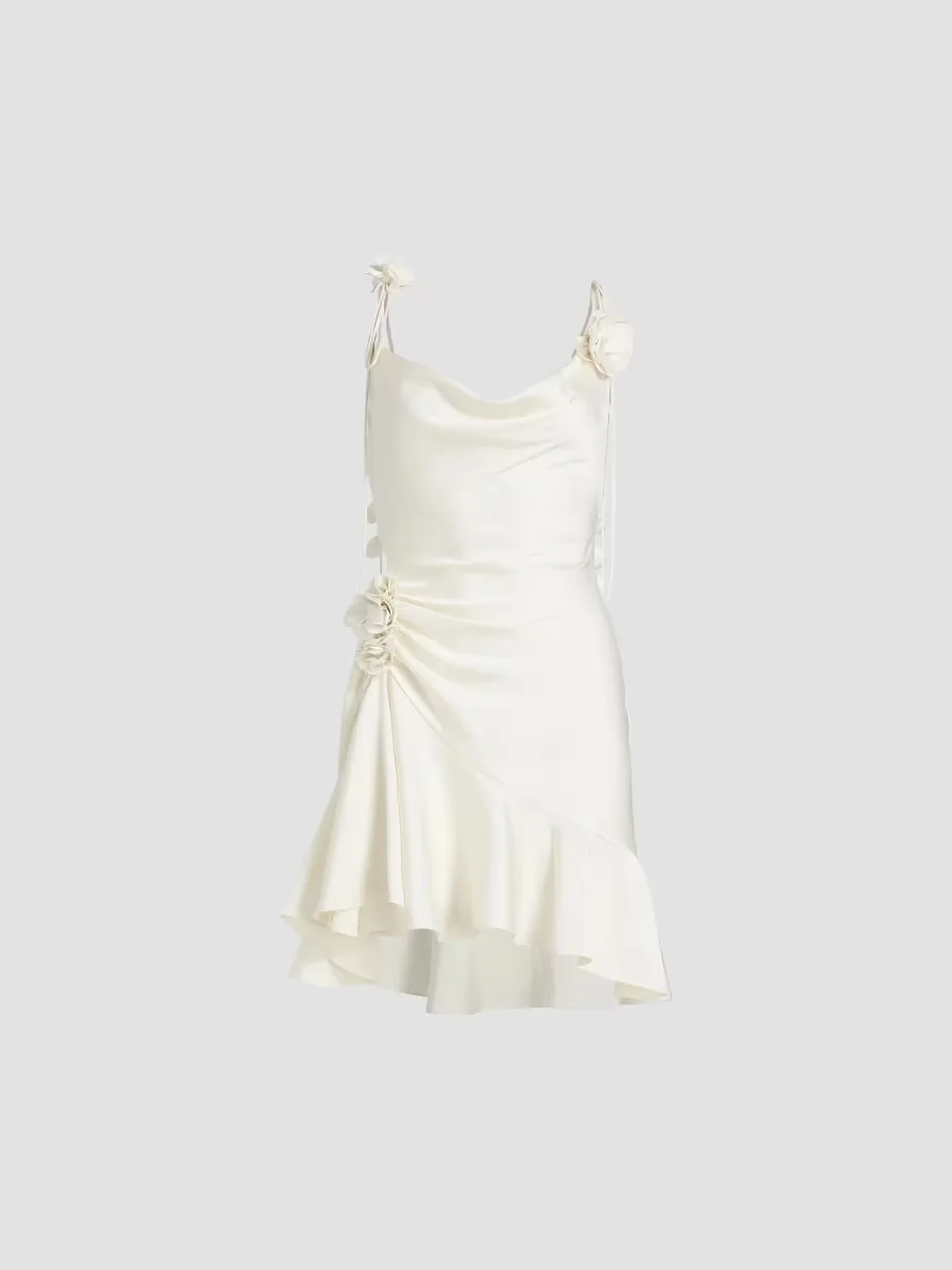 Ganessa Floral Appliqu Satin Minidress