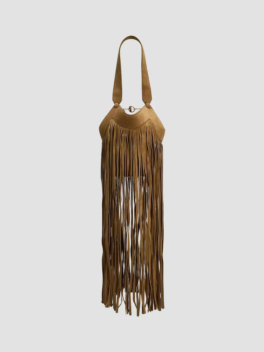 Lotus Nano Fringed Suede Tote Bag by Khaite