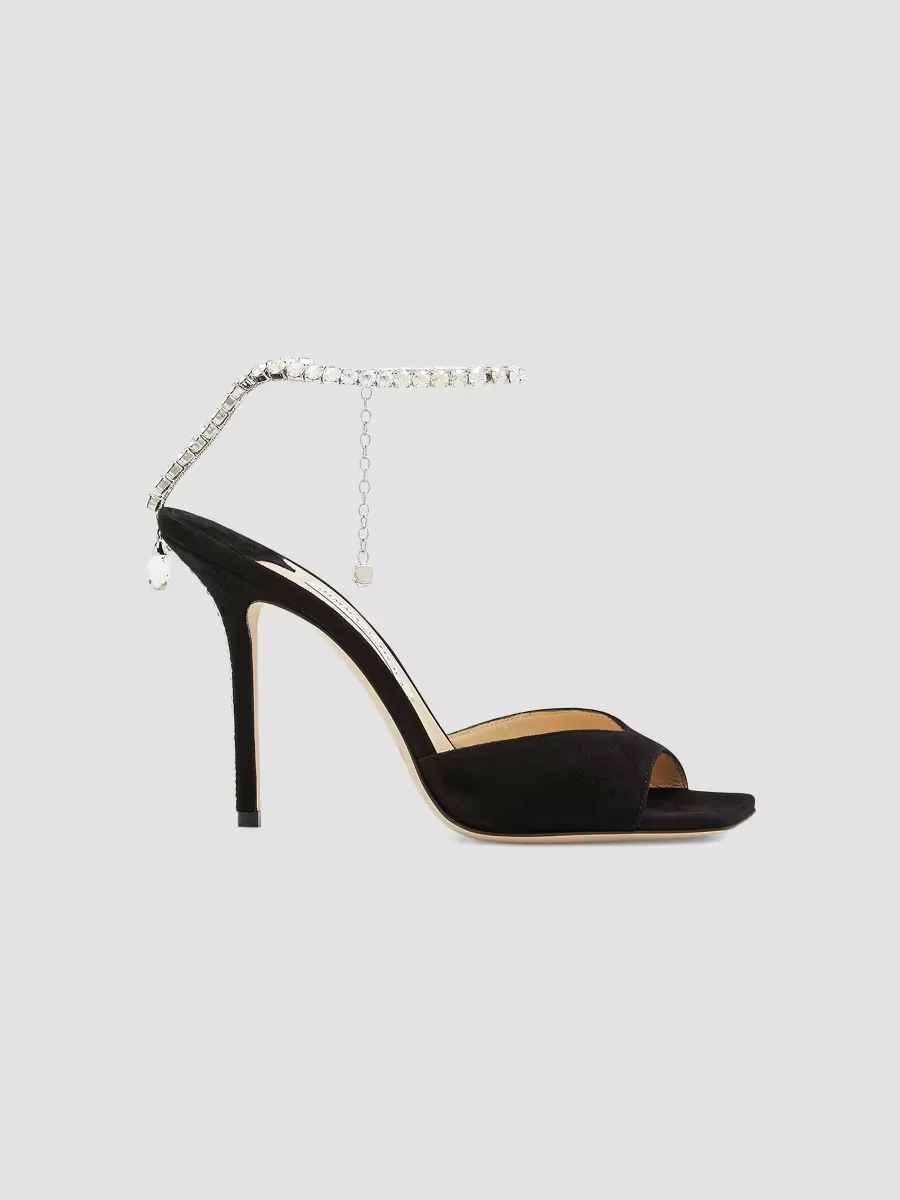 Saeda Crystal-Embellished Suede Sandals by Jimmy Choo