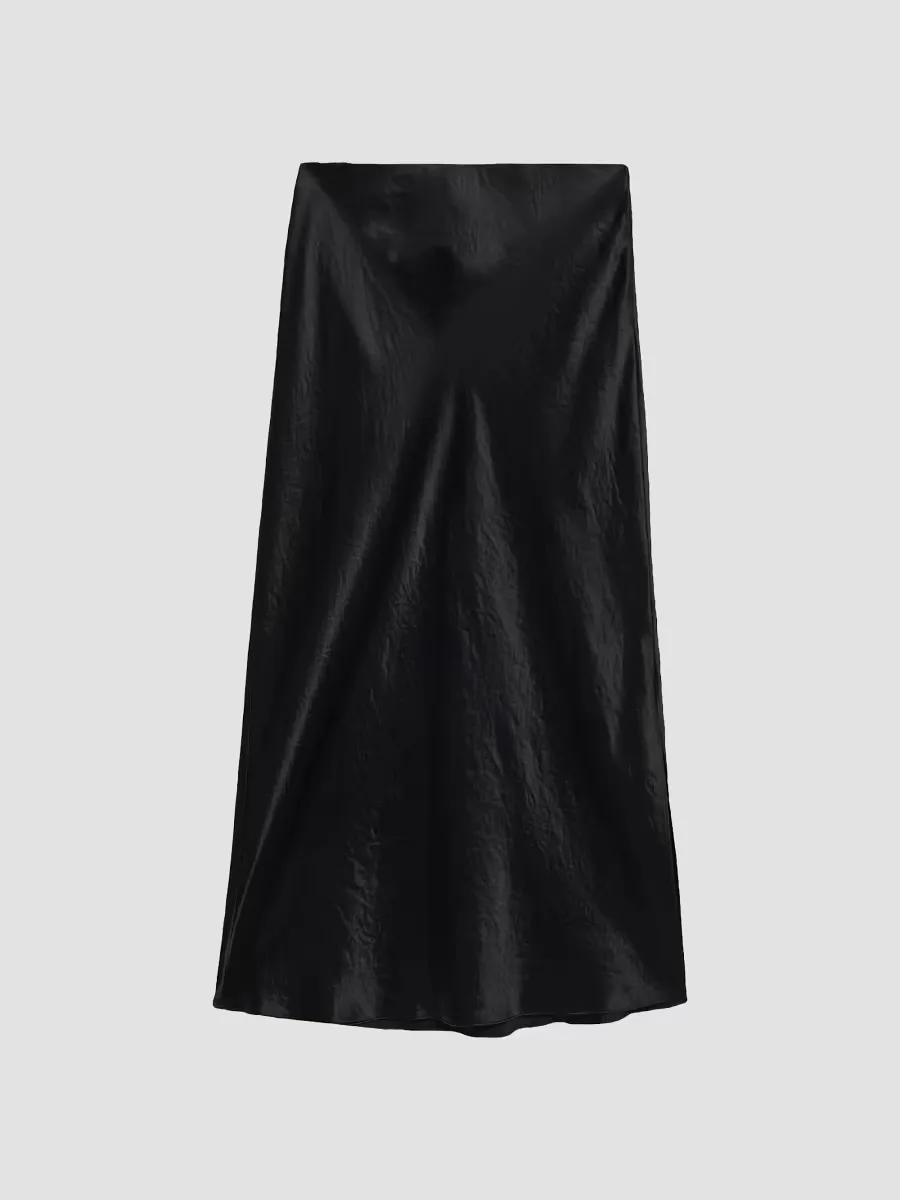 Split Satin Midi-Skirt by Vince