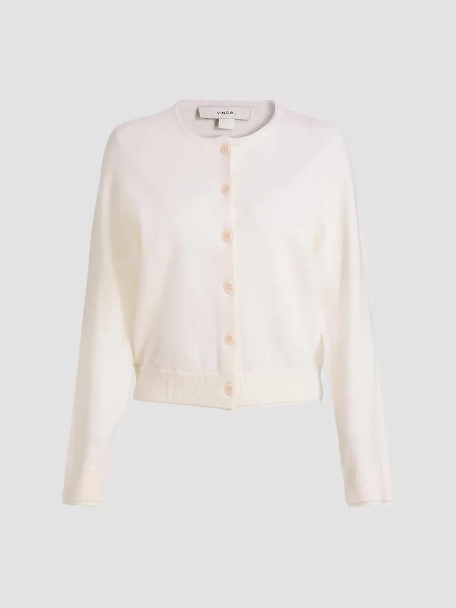 Scallop Trim Wool-Cashmere Cardigan