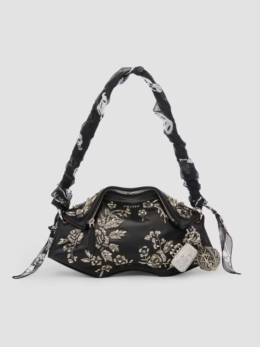 Manta Embellished Leather Clutch by McQueen