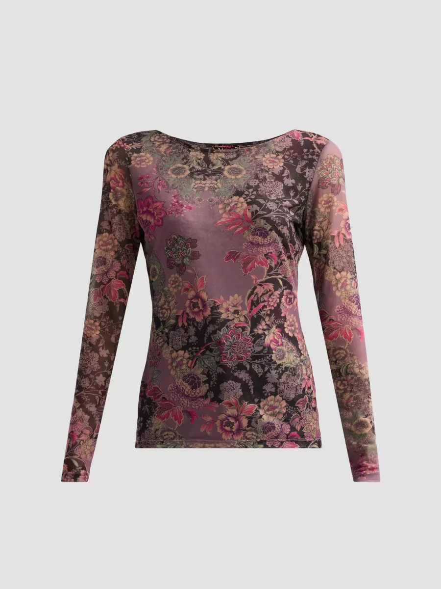 Floral Mesh Long-Sleeve Shirt by Johnny Was